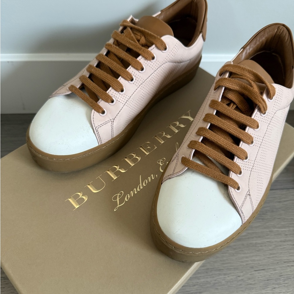 Burberry Men's Pink and Brown Sneakers